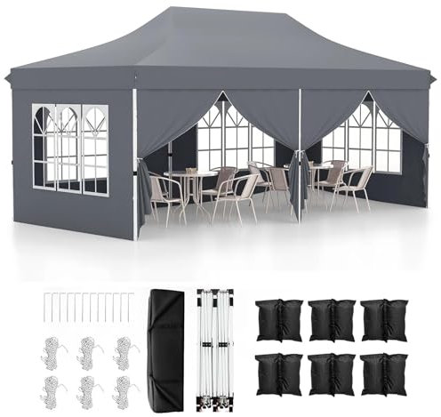 Gazebo pop up, UPF50+, impermeabile, con borsa per il trasporto, riparo da esterno regolabile in altezza per giardino, patio, feste in spiaggia