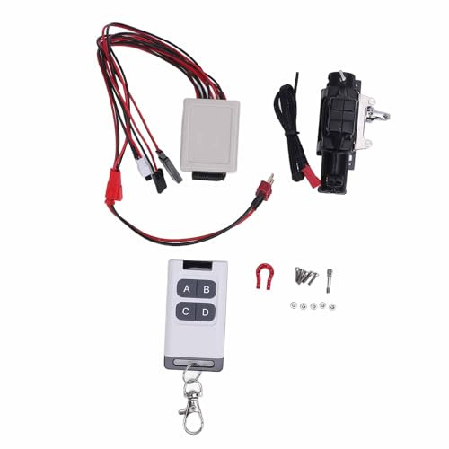 POENVFPO 1/10 à échelle RC Wicch avec Télécommande, Câble D'extension de Bouchon T, Treuil Expert en Alliage en Aluminium pour SCX10 D90 D110 (Black)