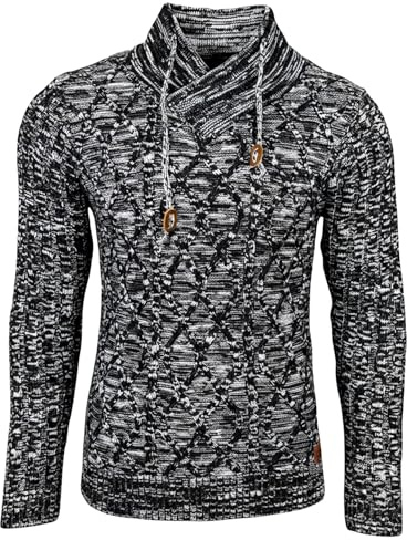 Subliminal Mode Maglione da uomo a maglia grossa collo alto - Stile basic - Pullover lavorato a maglia invernale collo scialle maniche lunghe - Idea regalo BX292, XXL