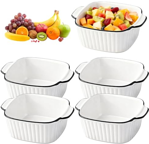 Platos De Cerámica Para Hornear Pequeños Para Hornear 4 moldes pequeños, mini cazuela de cerámica con asas, apilables, 14,3 x 11 x 5,3 cm