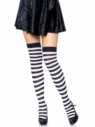 Leg Avenue Femme Leg Avenue en Nylon Taille Unique Couleur Bas rayures Noir Blanc, Blanc, Taille unique (Lot de 1) EU