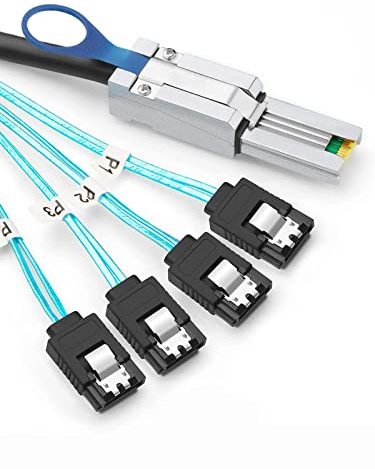 CableCreation Mini SAS 26Pin (SFF-8088) Male to 4 SATA 7Pin Female Cable, Mini SAS Host/Controller to 4 SATA Target/Backplane, 2M / 6.6FT