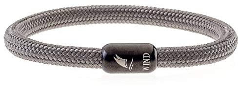 Wind Passion Grå Slitstarkt Unisex Armband med Rostfritt stål Magnetiskt Lås för Herr och Dam, X -Stor Storlek