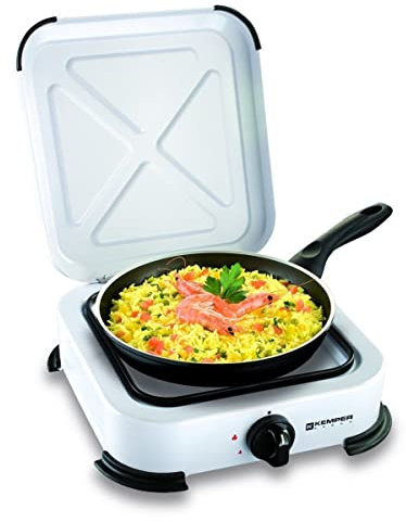 KEMPER - Réchaud gaz de camping 1 feu 1300W Blanc Grille amovible 4 Pieds