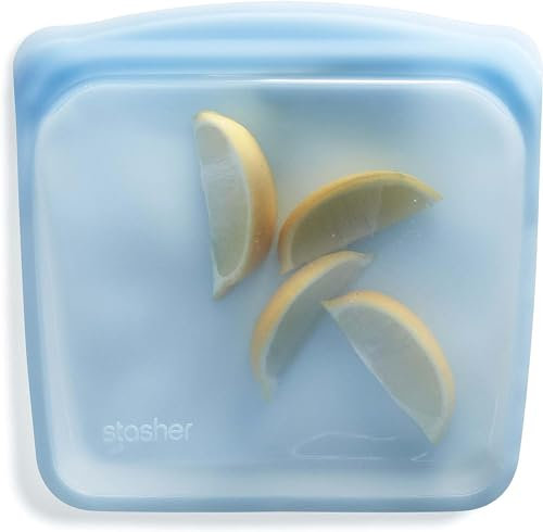 Stasher Premium Silicone Réutilisables Sac Bleu, Sandwich Bag, Stockage des Aliments, Sac à Snacks, Durable, Résistant au Four, Lave-Vaisselle & Congélateur, Écologique, 828 ml