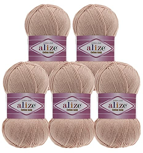 5 x 100g Strickgarn Alize Cotton Gold Uni Klassikgarn Häkelgarn Strick-Wolle Farbwahl
