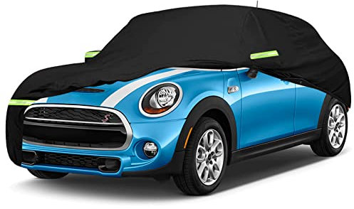Copertura per auto completa compatibile con Mini Cooper 2000-2022, copertura auto per interni ed esterni con porta a cerniera e cinghia antivento per tutte le condizioni atmosferiche(3 porte)
