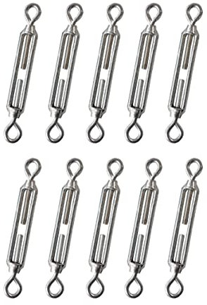 Kippen 1204AK - Packung mit 10 Stück Spannschloss mit 2 Augen, aus verzinktem Stahl, Größe 5 mm.