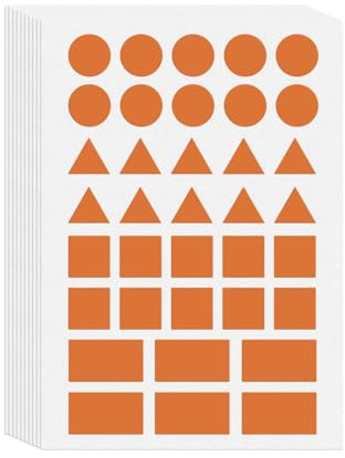 YIKIADA Orange klistermärken geometriska former självhäftande prickar etiketter triangel, cirkel, kvadrat, rektangel flyttklistermärken 360 stycken