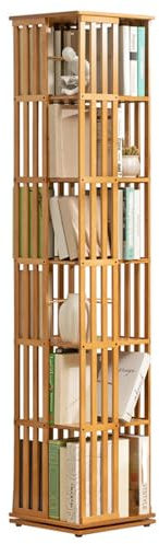 FEITJMMW Scaffale per Libri Girevole A 360°, Libreria per Studenti in bambù A 5/6 Livelli - Libreria Ad Angolo Alta Scaffali da Terra Scaffale per Armadietti Scaffale per Libri Espositore per Libri