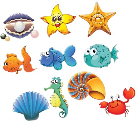 Cabilock 1 Juego baño Pegatinas Antideslizantes escalones de Tina de baño Pegatinas Blancas Adhesivas Animales Pegatinas Cinta bañera de Animales Marinos Pegatinas Impermeable