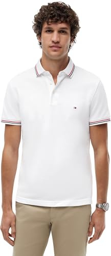 Tommy Hilfiger Polo Coupe ajustée pour Homme MW0MW37346 S/S, Blanc, M, Blanc (Blanc), M