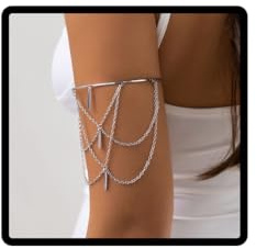 Jascatin Bras Égypte Cuff Layered Chaîne Charm Bracelets Supérieur pour les Femmes (Argent)