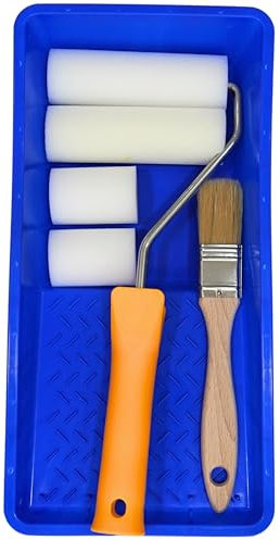 DAN&MAR® Kit Completo Rodillo Espuma y Cubeta. De 11 Cm para pintura Sinteticas y Acrilicas. Especial para Restauracion de Muebles. (kit rodillo y cubeta)