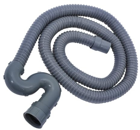 Uonlytech Tuyau de Vidange Flexible Rallonge 2M Évacuation Lavabo Lave-Vaisselle Boucle Anti-Odeur Installation Facile Tuyau PVC Évier la Cuisine Salle de Bain Gris Foncé