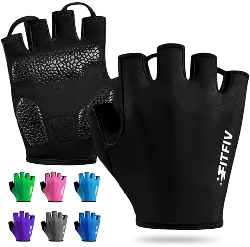 FITFIV Cycling Gloves for Men Women, Half-Finger for Bike, Gym, Weight Lifting, Workout, Riding, Outdoor Sports