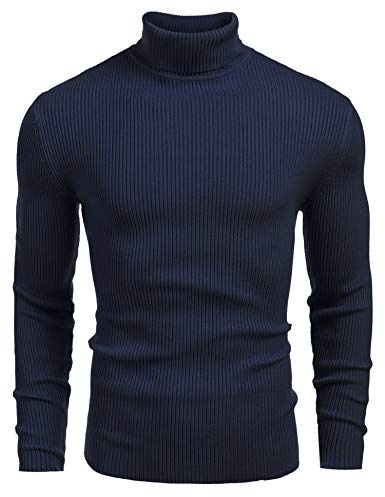 COOFANDY Men's Jumpers Turtleneck Knitted Jumper Long Sleeve Winter Pullover Sweaters Red M