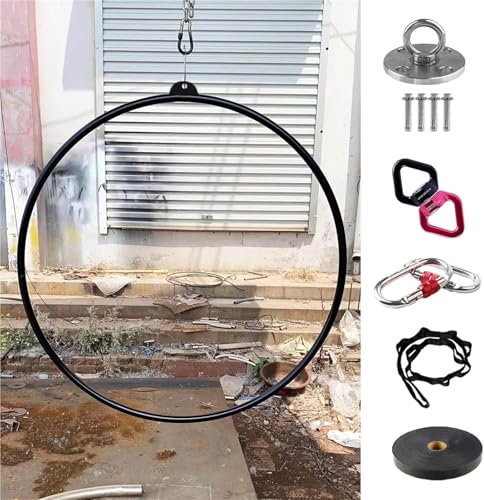 Aro aéreo,Aro aéreo de Acero Aro oscilante for gimnasio en casa, aro aéreo con accesorios de aparejo, equipo de Yoga aéreo de circo colgante for niños, jóvenes y adultos(Diameter 80cm(31 1/2))