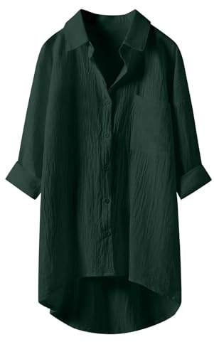 Angxiwan Lightning Deals of The Day Today Sale Button Down Shirts for Women UK Lightweight Linen Cotton Blouse with Pocket Casual Loose Fit Long Sleeve Tunic Tops Oversized Buy Again My Orders 2025.