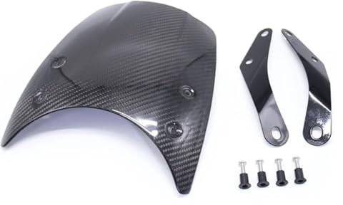 QIAOG Pare-Brise de Moto rétro en Fiber de Carbone véritable, déflecteur de Vent modifié, adapté aux phares Ronds 5-7''