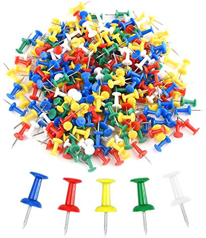 100 Pezzi Puntine Multicolori, Puntine Decorative Creative, Puntine Morbide a Cuscino con Testine in Plastica, Puntine per Pareti Fotografiche, Bacheca di Sughero, Bacheca
