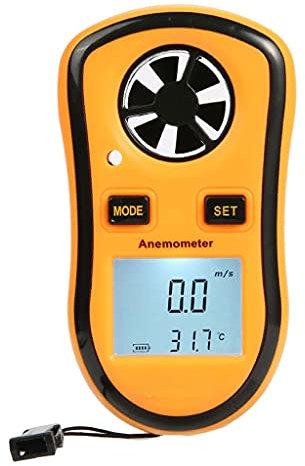 Anemómetro Digital, minianemómetro portátil, medidor de Velocidad y Temperatura del Viento con termómetro y retroiluminación LCD para Windsurf, Cometas y navegación.