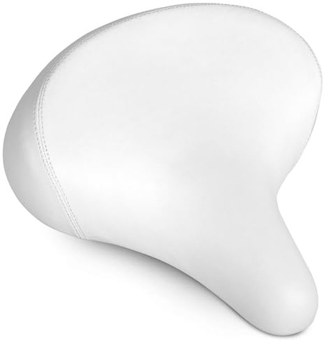 Memory Foam Wide Cruiser Saddle, Spring Soft Seat Saddle Fits Indoor & Outdoor Bicycles City Bike Road MTB, White