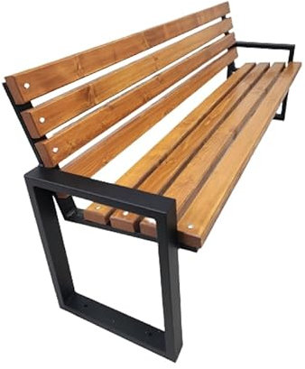 KARSTAL Rzym S – Banc de Jardin en Acier, env. 162 cm – résistant aux intempéries – Banc Exterieur Classique pour Jardin et espaces publics – Couleur Noyer – Fixation au Sol