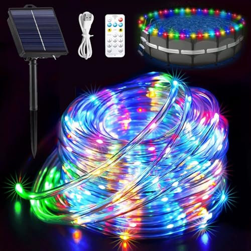 DAZZTIME Guirnaldas Luces Exterior Solar,Cadena de Luces Led 20m,Guirnalda Solar Exterior,Cadena Decorativa,Impermeable Tubo Iluminación,para Jardín,Navidad,Trampolín,Piscina