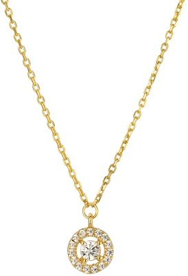 Veloria® Damen Halskette mit rundem Zirkonia-Anhänger aus 333 Gold (8 Karat) | Echtgold Kette – 42–45 cm | Goldkette als Geschenk für Frauen & Mädchen