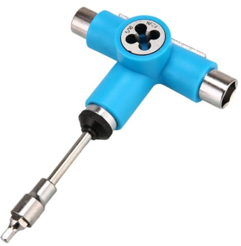 KICHOUSE Outil T Skateboard Multifonction Portable Acier et Abs Clé Tout-Un pour Réparation et Entretien de Planche à roulettes Longboards Mini Skateboards et Cruisers Bleu