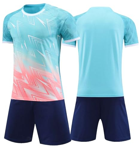 Tokeya Fotbollskit för barn pojkar fotbollströja set snabbtorkande nät andningsbara shorts och t-shirt set fotboll träningsdräkt skola PE träningsoverall sportkläder för barnkläder ålder 7-13 år