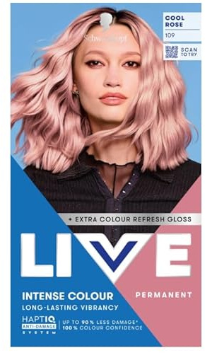 Schwarzkopf LIVE Intense Permanent Hair Colour Cream 109 Cold Pink (Chladná růžová) – High-Pigment Pastel Pink Hair Dye for All Hair Types, Long-Lasting Vibrant Colour & Shine, 60 ml PACK OF 3