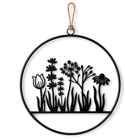 Mailfull Decoración para ventana, corona de metal para puerta, decoración de pared, decoración para puerta, corona decorativa todo el año, para ideas de regalo para jardín y salón (25 cm)