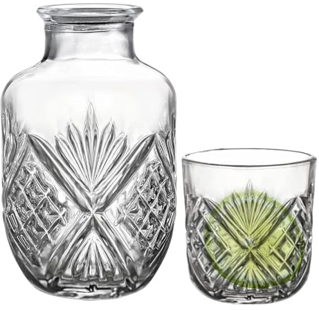 Set caraffa per acqua - in da 6 pollici | Set da comodino in - Caraffa da comodino con per acqua, vino, collutorio, elegante comdino, tavolo da bagno, uso per l'idratazione