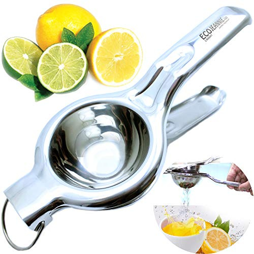 EcoJeannie Premium Quality Lemon Squeezer Stainless Steel w/Food Grade #304 Food Grade, Anti-Corrosive Premium Quality Manual Jumbo Size Squeezer, Manual Citrus Press Juicer, LS0001
