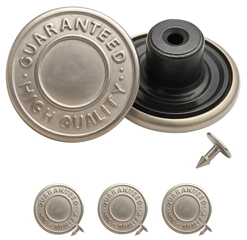 Trimming Shop 8 X Jean Boutons Goujon 17mm Large, Rechange pour Manquant Boutons sur Jeans, Vestes, Vêtements - Argent, 17mm