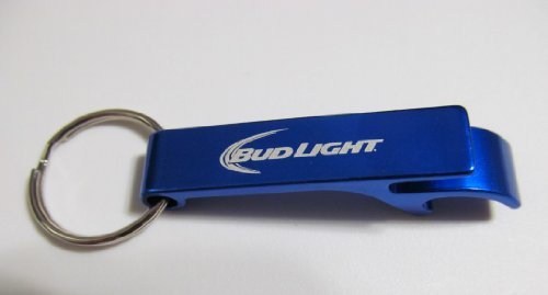 Bud Light Blue Metal Bottle Opener Keychain Keyring by Bud Light