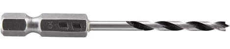 wolfcraft Broca espiral para madera, vástago hexagonal, Ø 3 mm I 7261000 I Para taladrar madera blanda