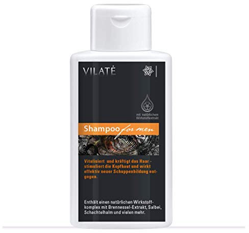 Kräftigendes Herren-Shampoo für dünnes Haar, reduziert Haarausfall, gibt Fülle und Volumen – Haarwaschmittel auch für trockene Kopfhaut – von Vilate