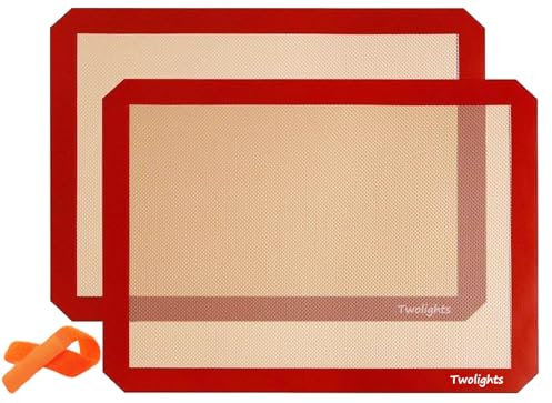 Twolights Tapis de Cuission en Silicone 2 Pièces Sans BPA Anti-Adhérent Toile Feuille de Cuisson Patisserie(40 * 30cm)