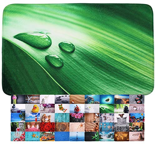 Sanilo Badteppich I viele schöne Badematten zur Auswahl I Badvorleger sehr weich und rutschfest I waschbar und schnelltrocknend (50 x 80 cm, Green Leaf)