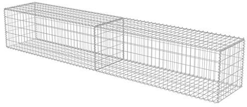 Tidyard Gabbione con Copertura in Acciaio Zincato 300 x 50 x 50 cm | Argento