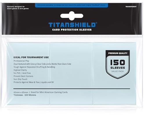 TitanShield (150 Sleeves) Clear Mini American Size Board Game and Matte Card Sleeves