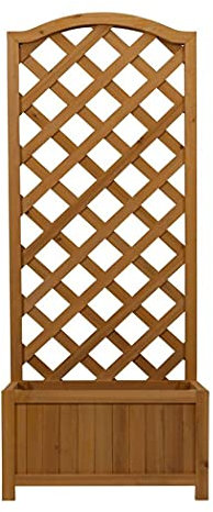 SASONS® Quality Large Wooden Free Standing Planter Stand with Lattice Trellis Panels for Outdoor Garden Patio Balcony Porch for Climbing Plants Pot Rack Support Structure (PLANTER 120X45X30CM)