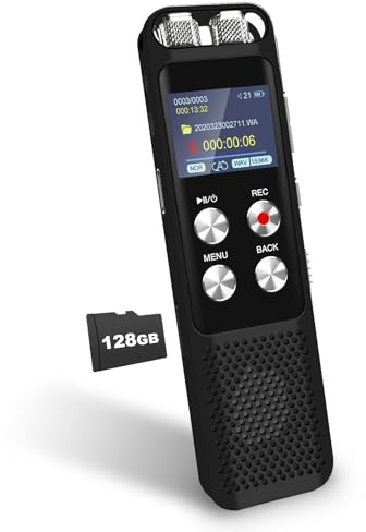 136GB Digital Voice Recorder: Voice Activated Recorders with Playback, Audio Recording Device for Lectures Meetings, Dictaphone Sound Portable Tape Recorder with Password | USB