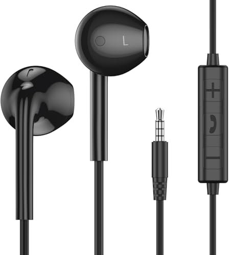 MOSWAG Écouteurs, Filaires avec Microphone, écouteurs Intra Auriculaires avec Prise de 3,5 mm Microphone Adaptés Aux, Ordinateurs, pour Samsung Huawei Smartphones Android, MP3 etc.