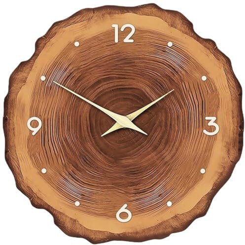 Tsffae Reloj De Pared De Grano De Madera, Arte Simple Moderno, Reloj Rústico Silencioso, Reloj De Pared De Salón, Decoración para Hogar, Comedor, Cocina Y Escuela