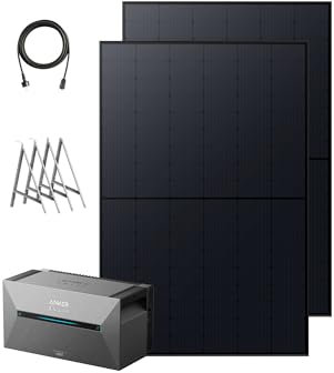 Anker SOLIX Balkonkraftwerk mit Speicher (890W | 1600Wh), Solarbank 2 E1600 Plus 1600Wh Speicher für Balkonkraftwerk, 2× RS40T Solarpanel (445W), Halterungen, 9,6kWh Kapazität, Plug&Play Installation