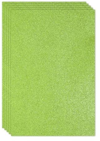 PATIKIL Ljusgrön glänsande EVA glitter skumark 30 x 19 cm 2 mm tjock med baksida självhäftande glitter EVA glitterfilt för hantverk gör-det-själv-projekt, 5 st